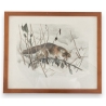 Gravure "Renard dans la neige" signée RIME