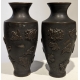 Paire de vases en bronze "Oiseaux"