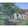 Tableau "Pommier et Femme", signé IHLY.