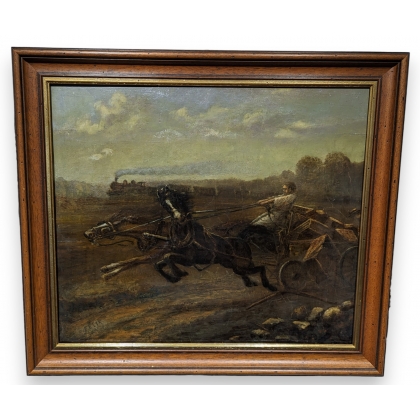 Tableau \"Carrosse contre le cheval de fer\"