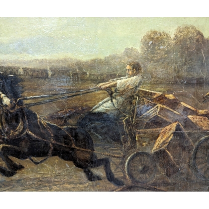 Tableau \"Carrosse contre le cheval de fer\"