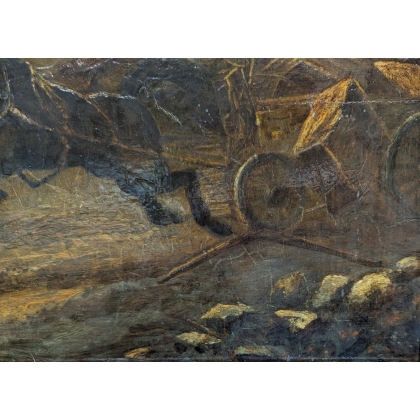 Tableau \"Carrosse contre le cheval de fer\"