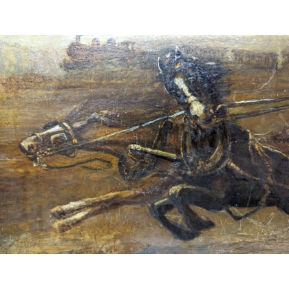 Tableau \"Carrosse contre le cheval de fer\"