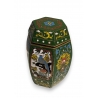 Boite hexagonnale cloisonnée verte à oiseaux