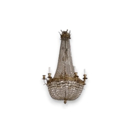 Lustre Mongolifière à 8 lumières en bronze doré