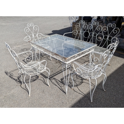 Ensemble de jardin en fer forgé blanc