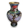 Black cloisonné vase with flowers