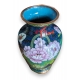 Vase cloisonné bleu à fleurs