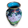 Vase cloisonné bleu à fleurs