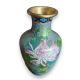 Vase cloisonné vert à fleurs