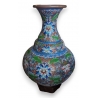 Vase cloisonné bleu à fleurs