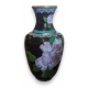 Vase cloisonné noir à fleurs