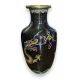 Vase cloisonné noir à dragon