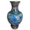 Vase cloisonné bleu aux grues