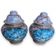 Paire de vases cloisonnés bleus aux grues