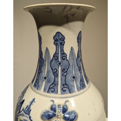 Vase en porcelaine bleu blanc décor Paysage
