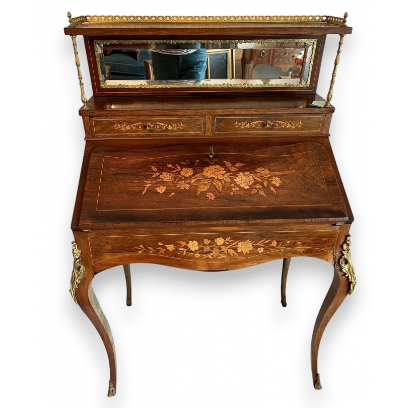 Bureau de dame Napoléon III avec gradin à miroir