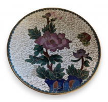 Plat cloisonné à l'arbustre blanc