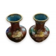 Paire de petits vases cloisonnés aux fleurs