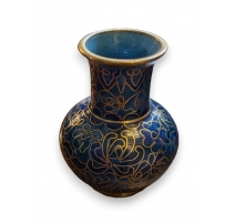 Petit vase cloisonné aux fleurs bleu