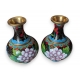 Paire de vases cloisonnés aux fleurs