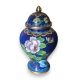 Vase couvert cloisonné aux fleurs bleu