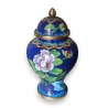 Vase couvert cloisonné aux fleurs bleu