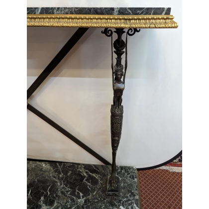 A pair of Neoclassical bronze side tables
