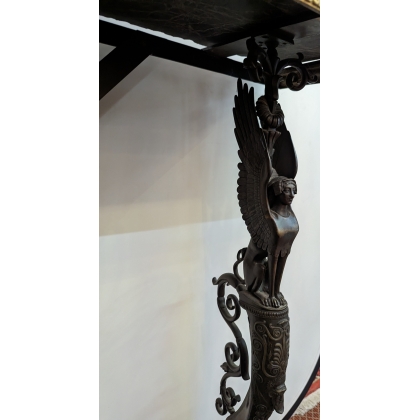A pair of Neoclassical bronze side tables