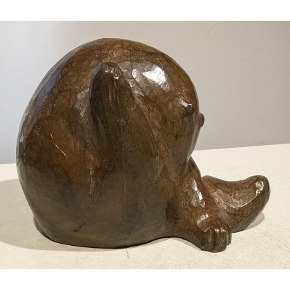Bronze \"Blaireau en boule\" signé R.H.
