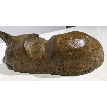 Bronze \"Renardeau endormi\" signé R. HAINARD