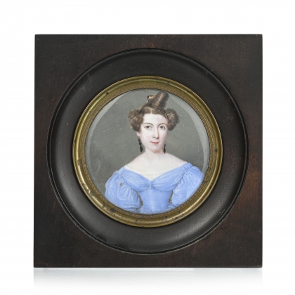 Portrait miniature \"Femme à la robe bleue\"