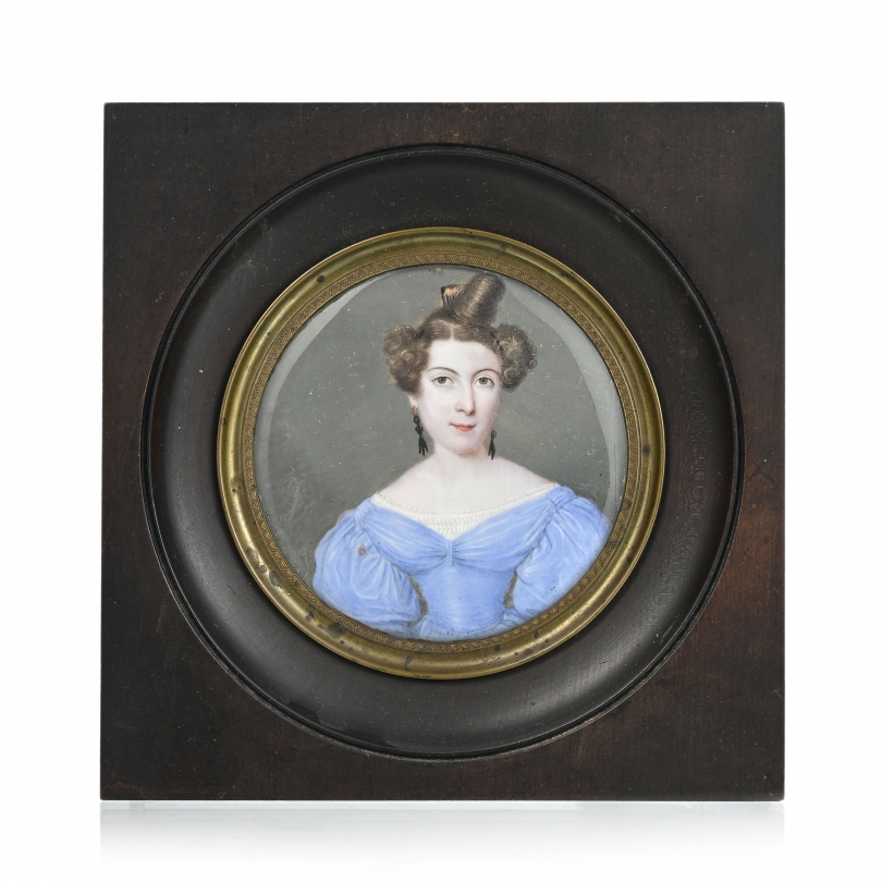 Portrait miniature \"Femme à la robe bleue\"