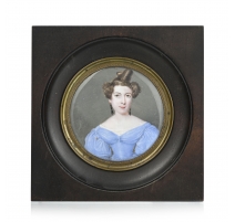 Portrait miniature "Femme à la robe bleue"