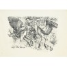 Gravure "Affrontement de hérons" signée HAINARD
