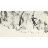 Gravure "Affrontement de hérons" signée HAINARD