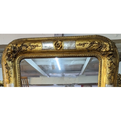 Miroir Louis Philippe doré et argenté