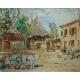 Aquarelle "Cour de ferme" signée A. TIÈCHE