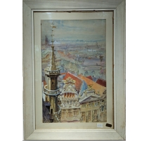 Aquarelle "Bruxelles" signée A. TIÈCHE 1903