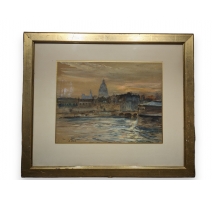 Aquarelle "Paris" signée A. TIÈCHE 1902