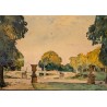 Aquarelle "Jardin" signée Ad. TIÈCHE 1926