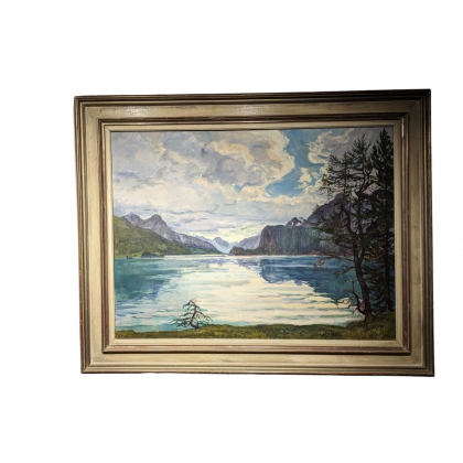 Tableau \"Lac de Sils\" signé A. TIÈCHE