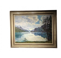 Tableau "Lac de Sils" signé A. TIÈCHE