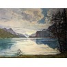 Tableau \"Lac de Sils\" signé A. TIÈCHE