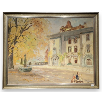 Tableau \"Esplanade\" signé Ad. TIÈCHE
