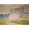 Aquarelle "Fête Hospes" signée Ad. TIÈCHE