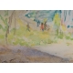 Aquarelle "Fête Hospes" signée Ad. TIÈCHE