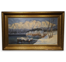 Tableau "Paysage de neige" signé L. HOMMEL