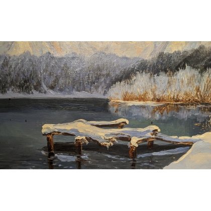 Tableau \"Paysage de neige\" signé L. HOMMEL