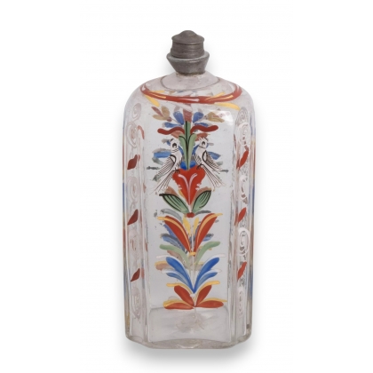 "Flüeli" glass bottle with a dove design